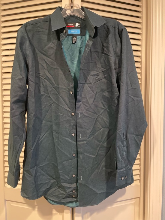 jf j.ferrar Other - JF jf j.ferrar Men's Teal Green Button-Up Dress Shirt Jacket - Cool Max Tech